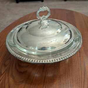 Elegant Vintage Silver Covered Dish, 3 Piece